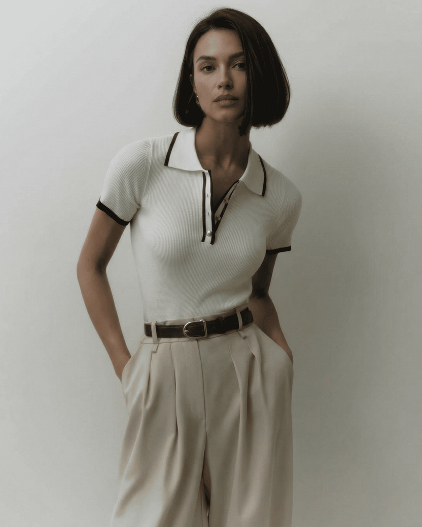 Siena Polo Shirt by Lauven, showcasing a refined slim fit with modern contrast detail.