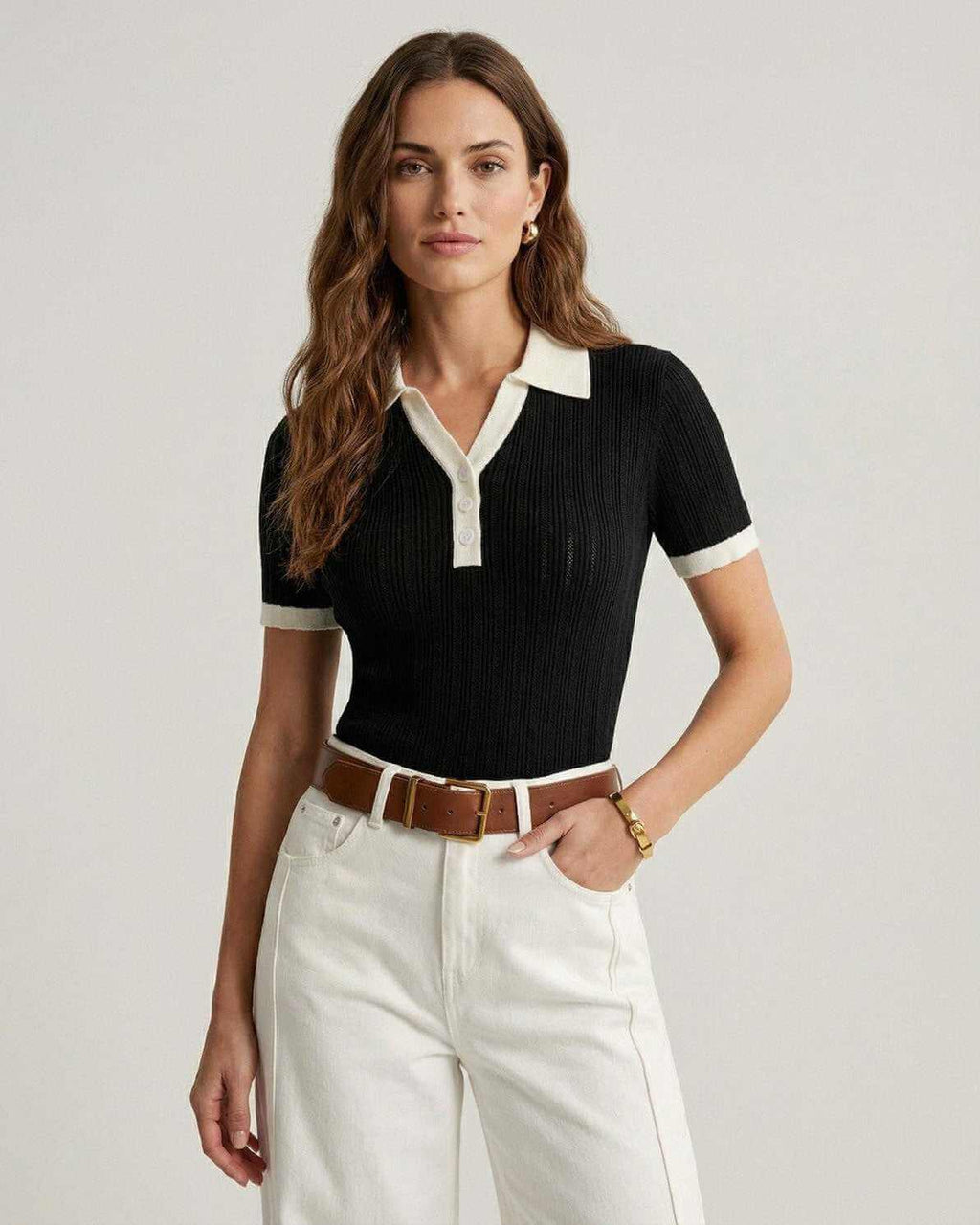 Siena Polo Shirt by Lauven - Women’s soft cotton knit polo with classic contrast trim.