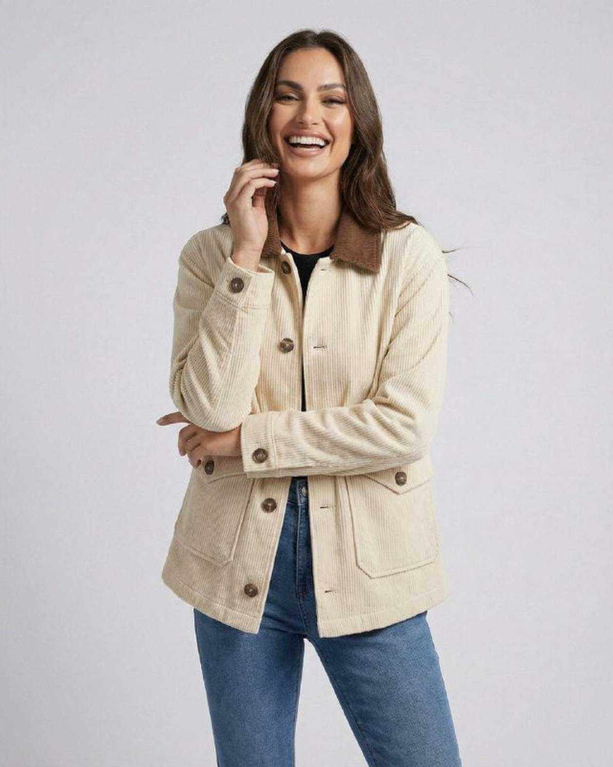 Sienna Jacket by Lauven – Women's oversized jacket with neutral cream tone and casual style.