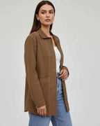 Sienna Jacket by Lauven – Women's oversized jacket in rich brown with relaxed fit and button-down closure.