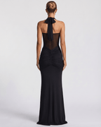 Sienna Maxi Dress - Black halter maxi dress with mesh panel and mermaid silhouette by Lauven.