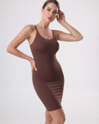 Lauven Sienna Mini Dress featuring ribbed knit, adjustable spaghetti straps, and a sleek silhouette.