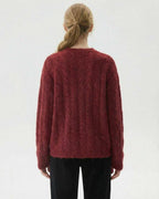 Back view of the Sienna Pullover by Lauven, a cozy wool blend knit sweater for women, perfect for autumn winter layering.