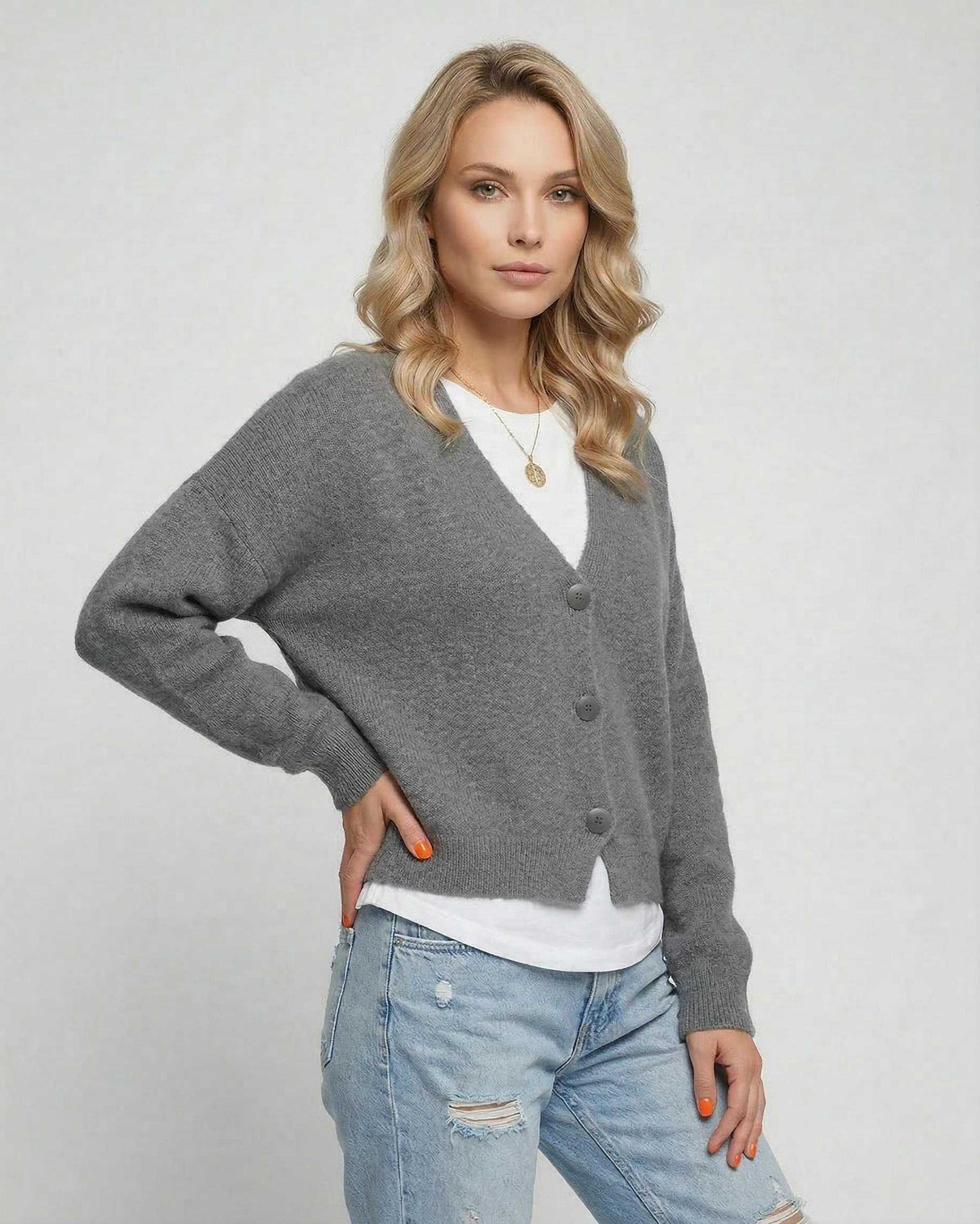 Slate Cardigan by Lauven - Classic Grey Knitwear with Relaxed Fit for Comfortable Style