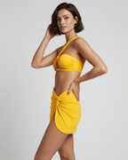Lauven Solara Bikini Set in yellow featuring a one-shoulder design and elegant twist detail, perfect for stylish swimwear.