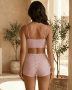 Sorella Two-Piece Swimsuit featuring a stylish striped design, lightweight polyester fabric, and a modern silhouette from Lauven.