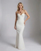 Valencia Maxi Dress by Lauven - Elegant strapless white mermaid silhouette dress showcasing a sleek fit.