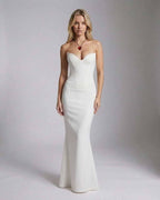 Valencia Maxi Dress by Lauven – Elegant strapless white mermaid silhouette dress with a sleek fit.