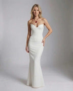 Valencia Maxi Dress by Lauven - Elegant strapless white mermaid silhouette dress showcasing stunning fit.