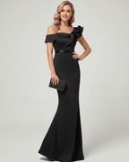 Velmora Maxi Dress - Off-Shoulder Neckline, Mermaid Silhouette, Stretch Fabric, Elegant by Lauven