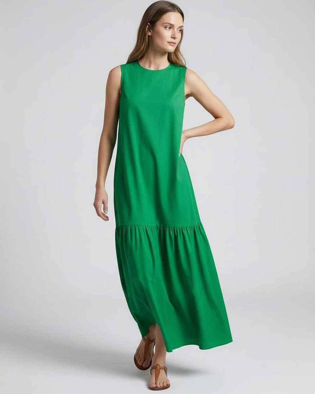 Verde Midi Dress by Lauven, featuring a vibrant green color, relaxed A-line silhouette for effortless summer style.