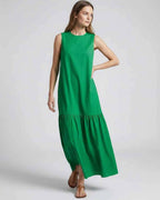 Verde Midi Dress by Lauven, featuring a vibrant green color, relaxed A-line silhouette for effortless summer style.