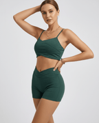 Lauven Verdea Two-Piece Swimsuit in green, featuring a sleeveless top and sporty shorts, made of high-elasticity polyester.