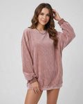 Verona Sweater by Lauven – Women’s ribbed oversized sweater in dusty rose with long sleeves.