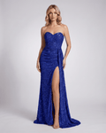 Virelle Maxi Dress in royal blue sequin, strapless design, bodycon fit, exuding elegance by Lauven.